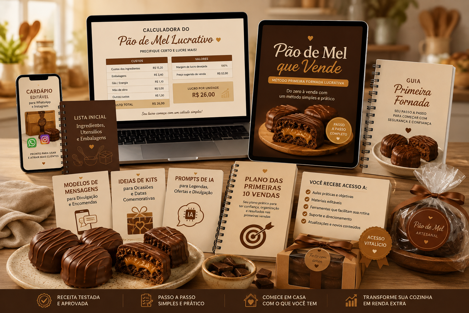 Mockup completo do Pão de Mel que Vende